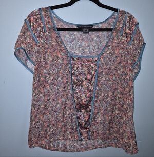 French Connection Sheer Silk Floral Top